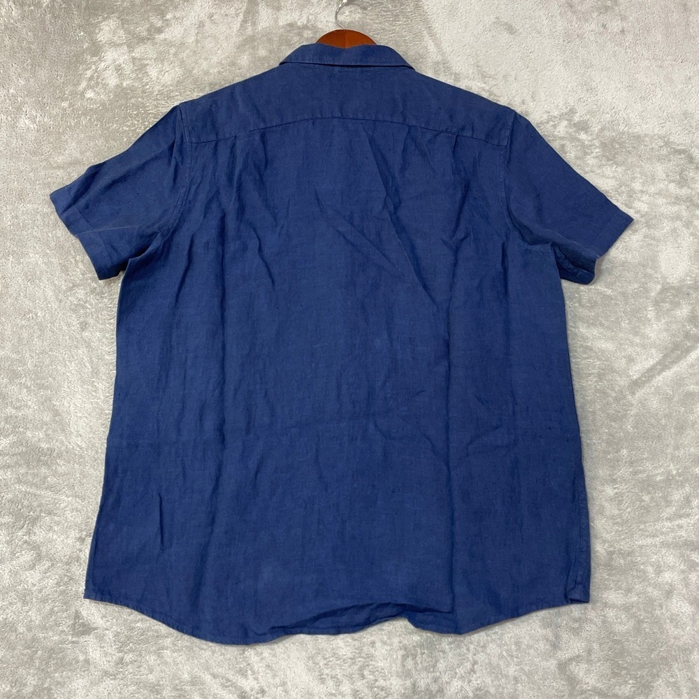 NWT Michael Kors 100% Linen Button up Shirt Men's XL Dark Midnight Blue Casual - Picture 2 of 10